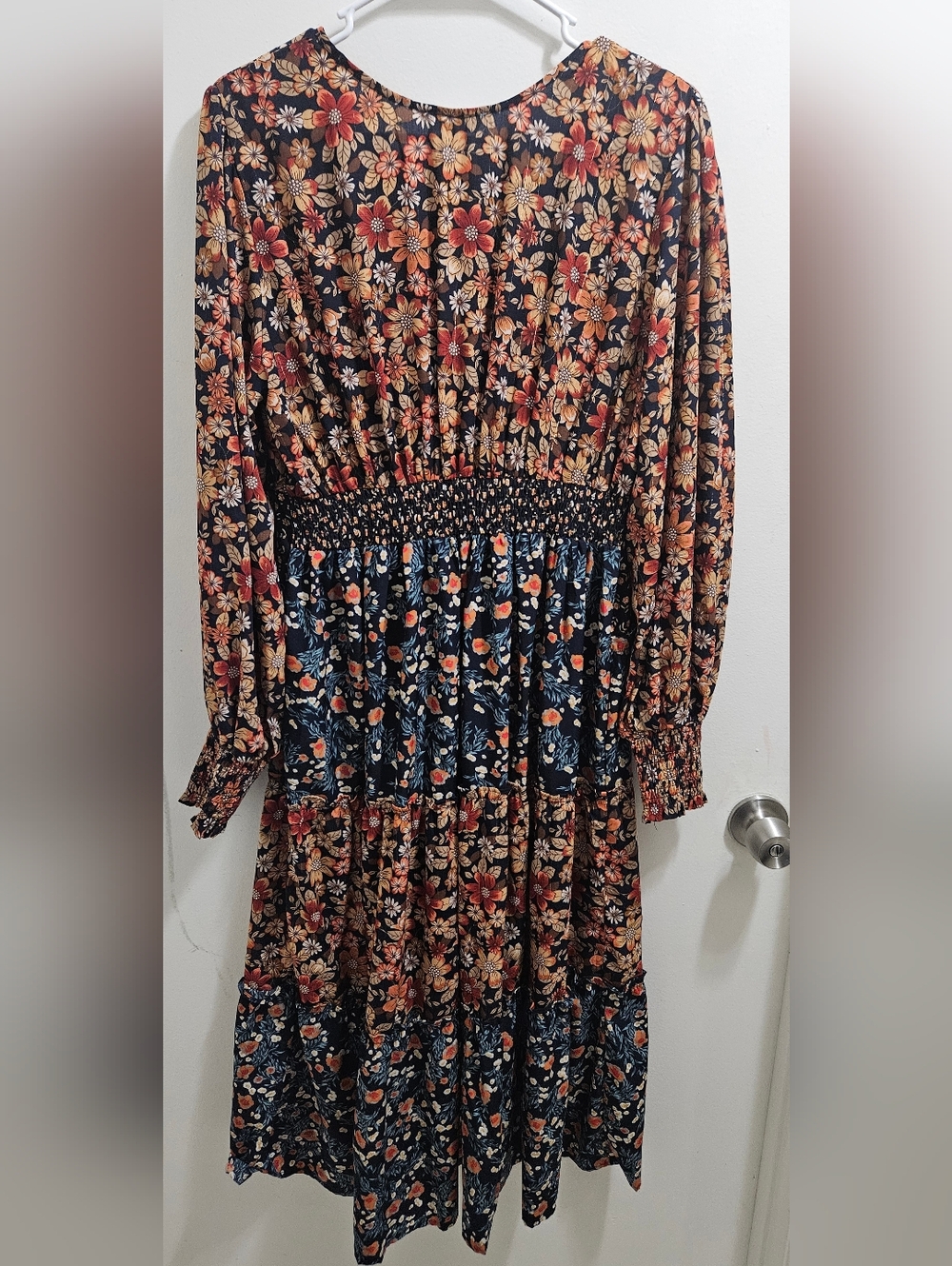 Umgee Exclusive Floral Print Midi Long Sleeve Dress - Picture 9 of 9